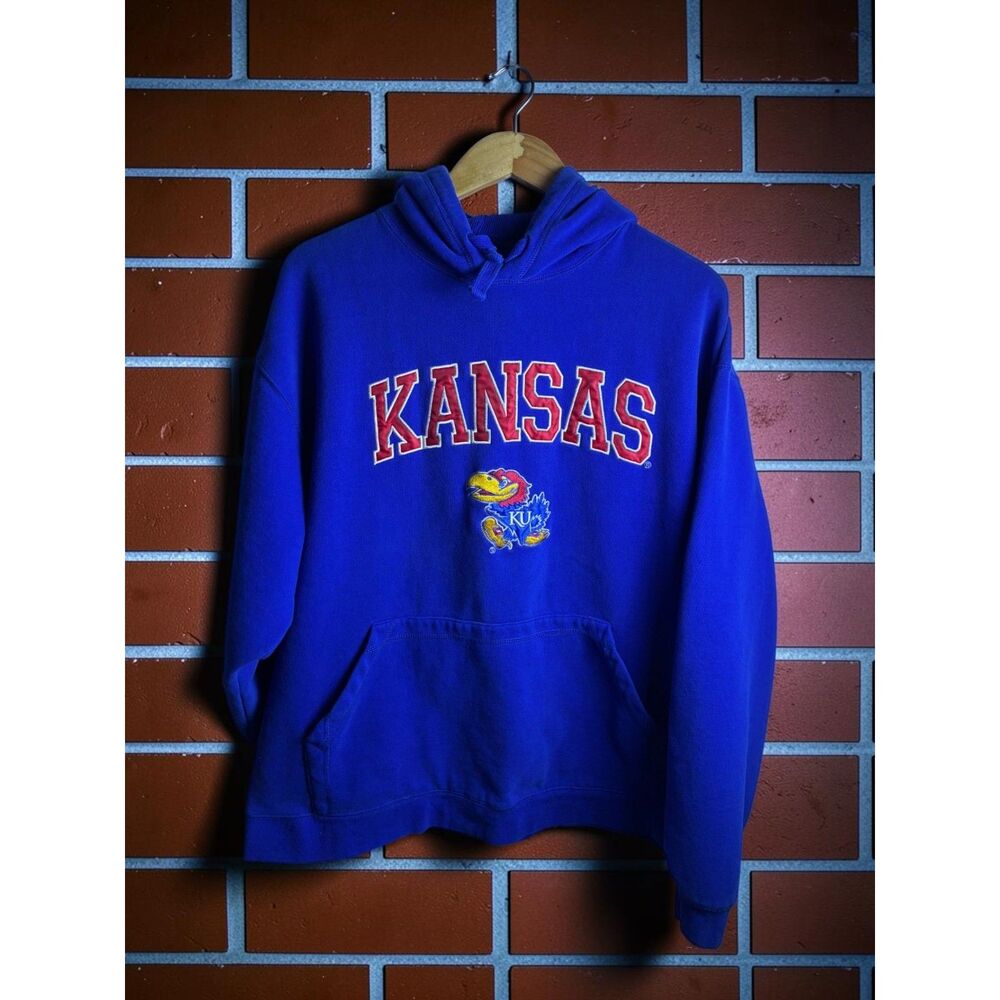 Kansas Jayhawks KU College Pullover Hoodie Blue Men's XL